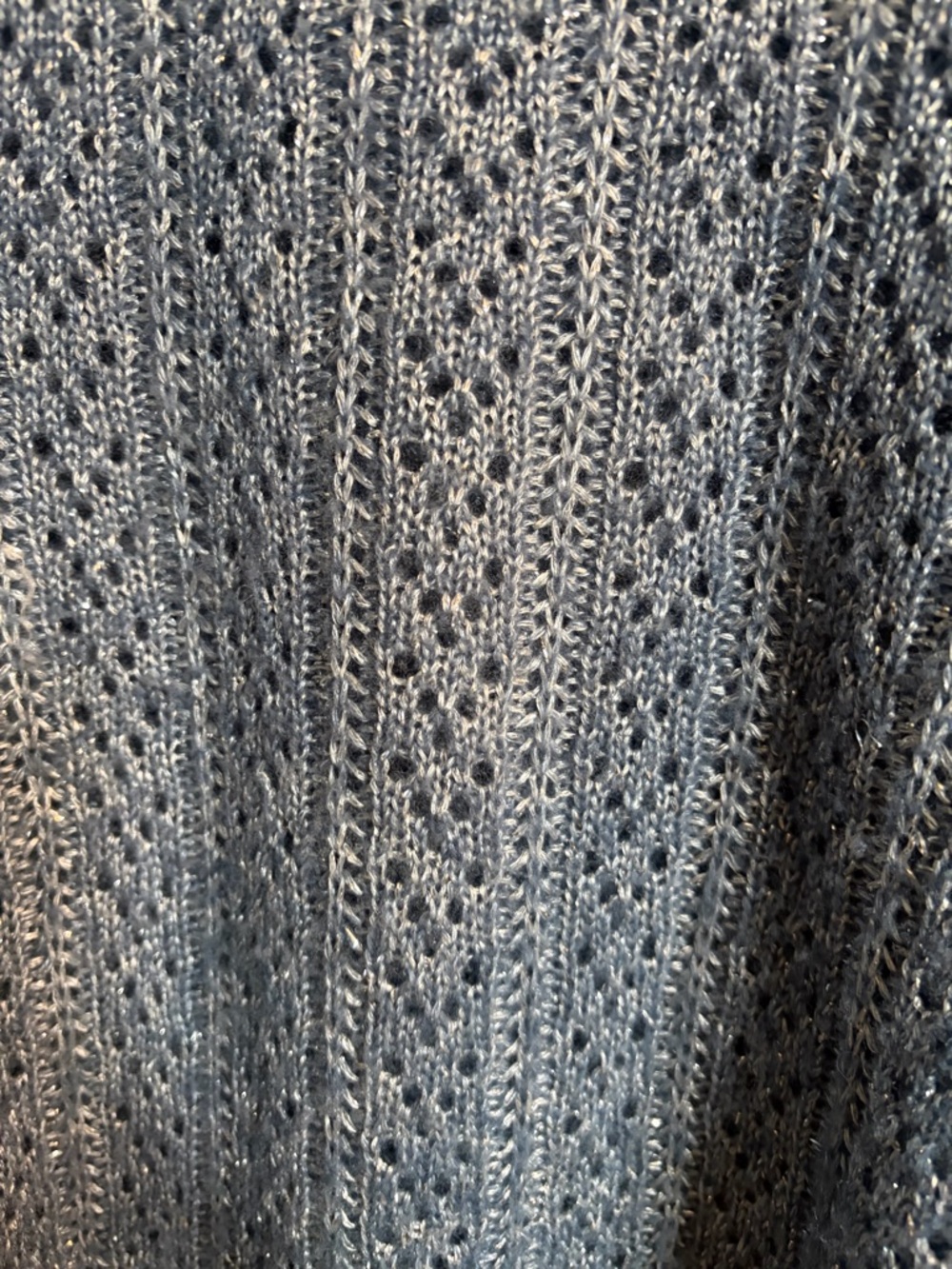 PAIGE Women’s Metallic Blue Knit Sweater - Poof Shoulder - Picture 3 of 3